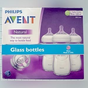 3 pack Avent Naturals glass bottles